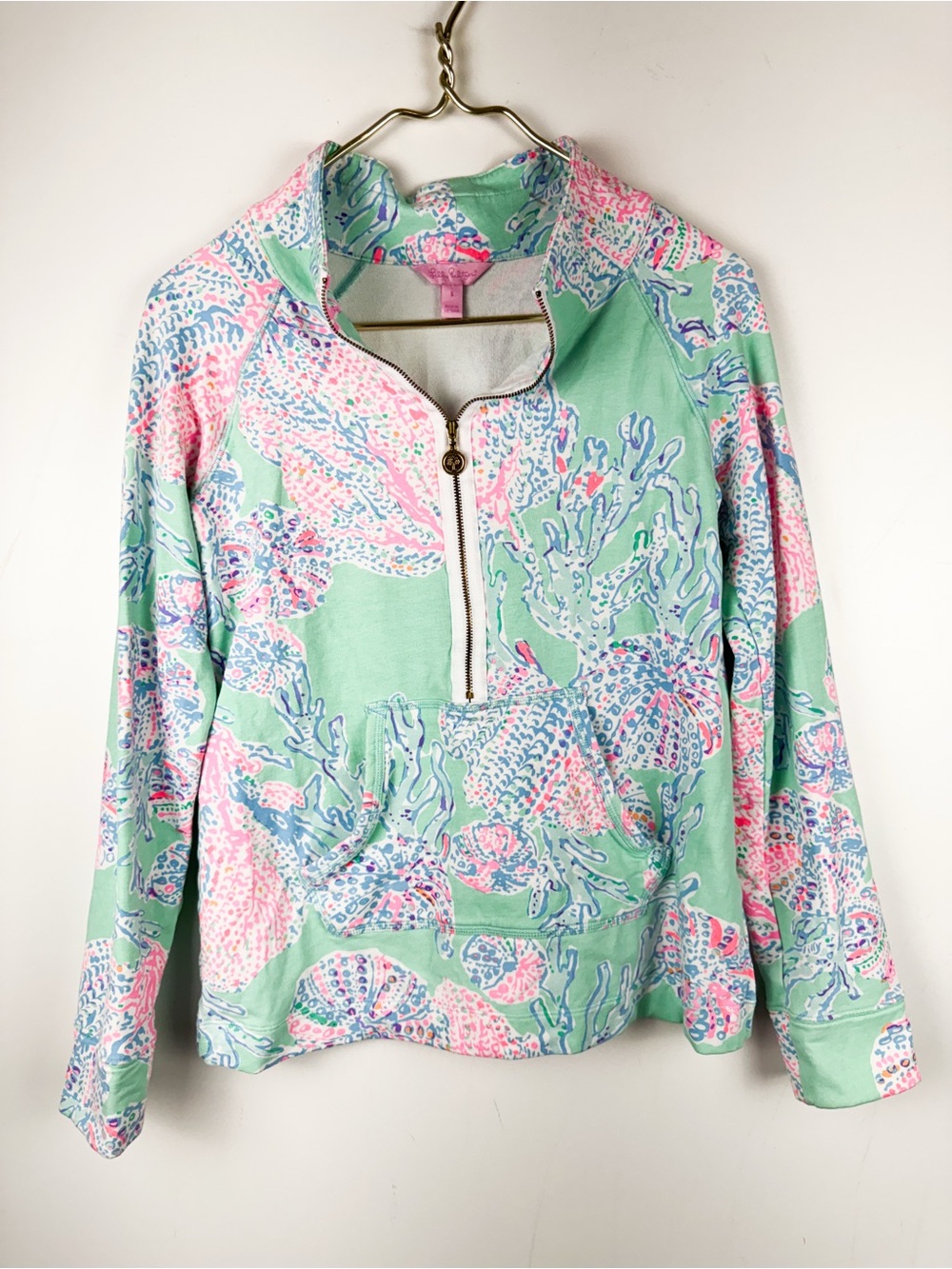 Lilly Pulitzer Skipper Popover Minty Fresh Fansea Women's Sz S Resort Wear